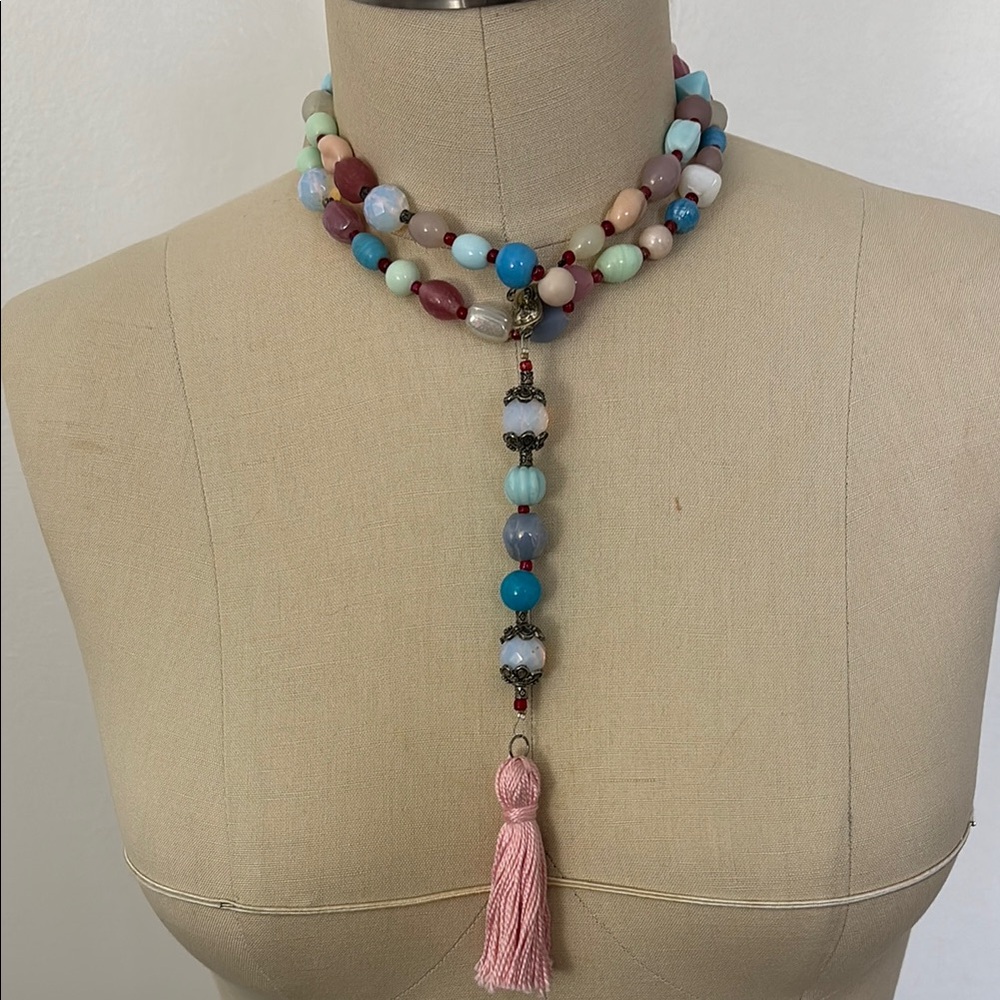 Multicolor Beaded Necklace with Tassel